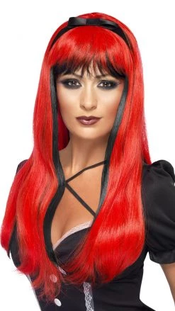 Smiffys Wigs Bewitching Wig Red Over Black