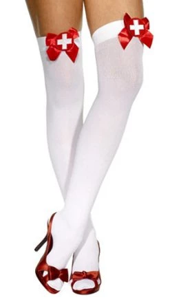 Smiffys Stockings - Naughty Nurse White