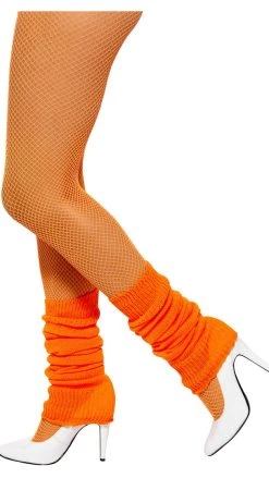 Smiffys Stockings & Tights Leg Warmers Neon Orange