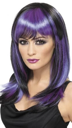 Smiffys Glamourama Wig Black And Purple