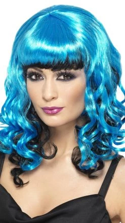 Smiffys Stricken Angel Wig Blue And Black