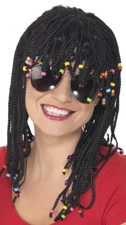 Smiffys Braided And Beaded Unisex Wig Black