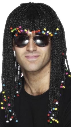 Smiffys Braided And Beaded Unisex Wig Black