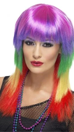 Smiffys Buy Rainbow Rocker Wig Multi Coloured