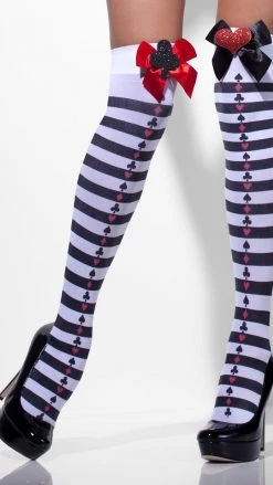 Smiffys Striped Stockings Poker Suit With Bows Stockings & Tights