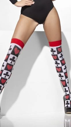 Smiffys Stockings & Tights Stockings Deck Of Cards With Poker Suit