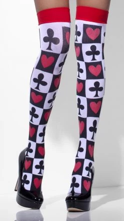 Smiffys Stockings & Tights Stockings Deck Of Cards With Poker Suit