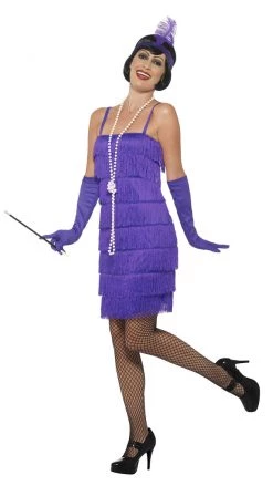 Smiffys Buy Womens Costumes Buy Fringe Flapper Short Purple