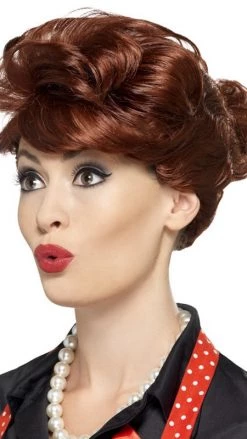 Smiffys Wigs 50s Housewife Wig Auburn