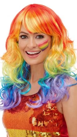 Smiffys Wigs Buy Rainbow Glam Wig Multi Coloured