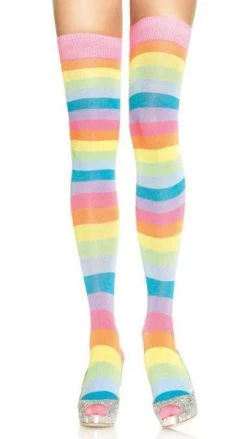Leg Avenue Neon Rainbow Thigh-High Socks Multi Coloured