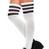 Leg Avenue Athletic Thigh High White Socks With Black Stripes