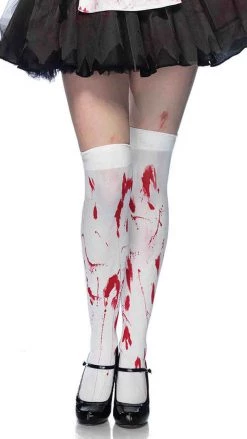 Leg Avenue Hold Up Stockings With Blood Splats