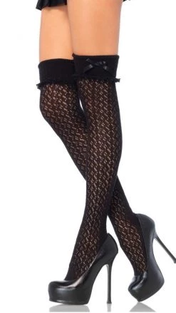 Leg Avenue Black Nylon Crochet Socks