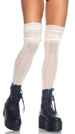 Leg Avenue Ivory Acrylic Pointelle Socks