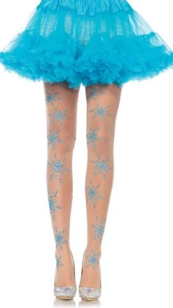 Leg Avenue Spandex Sheer Glitter Snowflake Tights Stockings & Tights