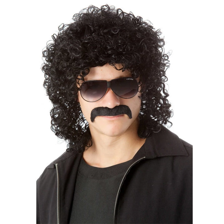 Wig Outlet Buy 80s Man Perm Wig And Tash Black Wigs 1 Wig Outlet Buy 80s Man Perm Wig And Tash Black Wigs