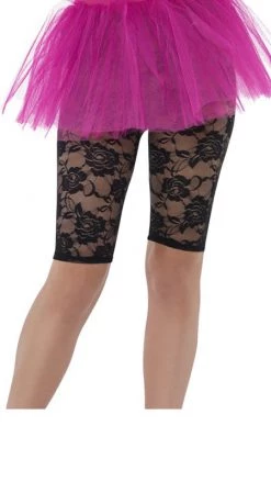 Smiffys Stockings & Tights 80s Cycling Shorts Black Lace