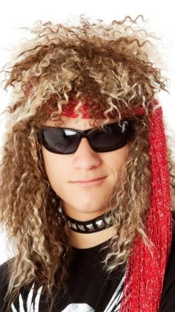Wig Outlet Wigs 80s Heavy Metal Rocker Wig Brown And Blond