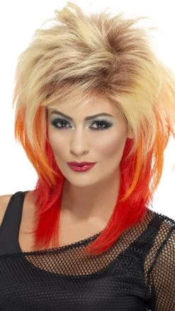 Smiffys Buy 80s Mullet Wig Blond Orange And Red Wigs
