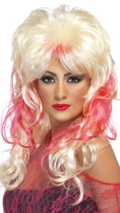 Smiffys 80s Pop Star Wig Blond And Pink Wigs