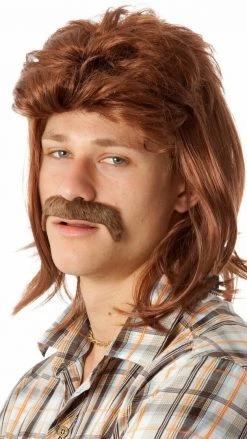 Wig Outlet Buy 80s Mullet Wig And Tash Brown