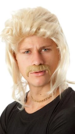 Wig Outlet Buy 80s Mullet Wig And Tash Blond