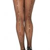 Leg Avenue Stockings & Tights Rhinestone Back Seam Fishnet Tights Black