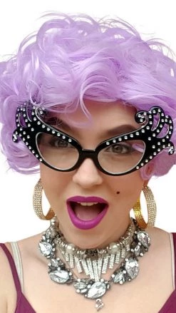 Wig Outlet Buy Dame Edna Wig Lilac And Glasses