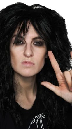 Wig Outlet Wigs 80s Glam Rock God Wig Black