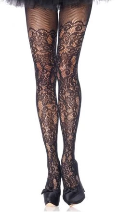 Leg Avenue Floral Vine Net Tights Black