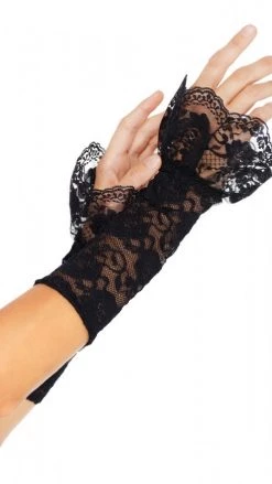 Leg Avenue Black Stretch Lace Gauntlets Arm Warmers