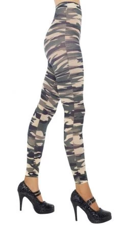Smiffys Footless Tights Camouflage