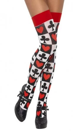 Smiffys Stockings & Tights Stockings Deck Of Cards With Poker Suit
