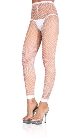 Leg Avenue Stockings & Tights Footless Net Tights White