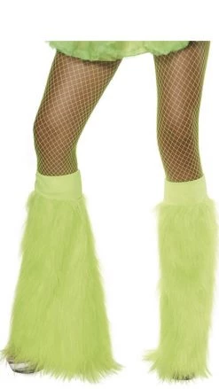 Smiffys Neon Boot Covers Furry Green Stockings & Tights