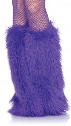 Party Dudes Furry Purple Leg Warmers Stockings & Tights