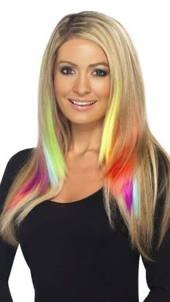 Smiffys Hair Extensions Neon Orange