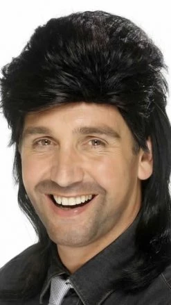 Smiffys Wigs Jason Mullet Wig Black