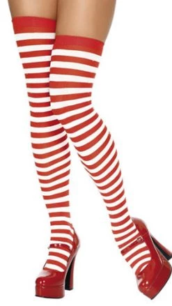 Smiffys Stockings & Tights Striped Stockings Red And White
