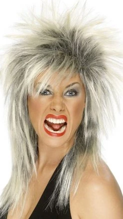 Smiffys Rock Diva Wig Black And Blond