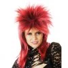 Wig Outlet Wigs 80s Spiky Punk Mullet Wig Red And Black
