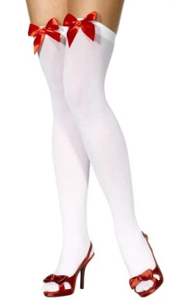 Leg Avenue Stockings & Tights Stockings With Satin Bow White-Red