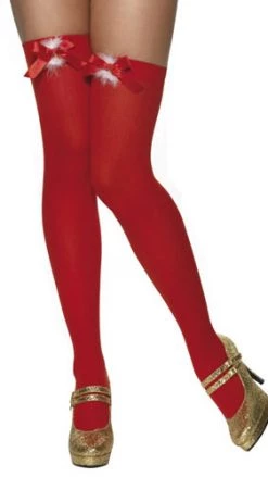 Party Dudes Stockings With Lace Bow And Marabou Stockings & Tights