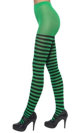 Smiffys Striped Tights Green And Black