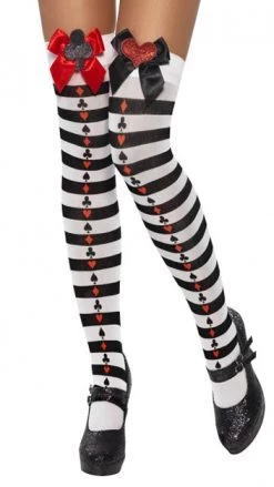Smiffys Striped Stockings Poker Suit With Bows Stockings & Tights