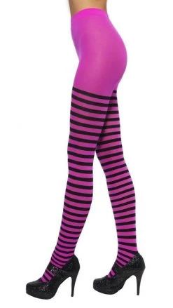 Leg Avenue Striped Tights Pink And Black