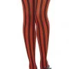 Smiffys Striped Stockings Vertical Red And Black With Lace Top Stockings & Tights