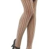 Smiffys Sheer Stockings Nude Vertical Stripes And Bow